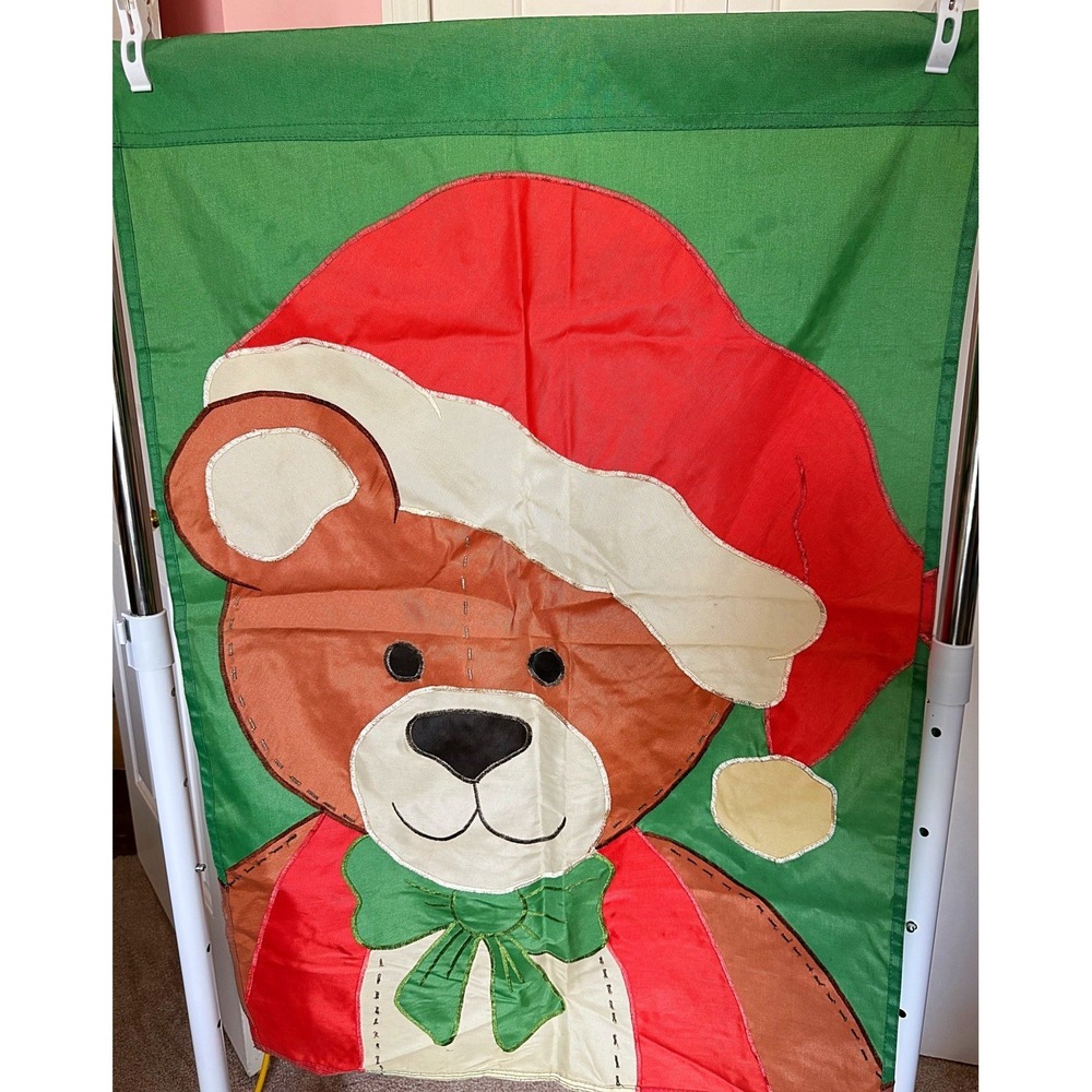 Teddy Bear Santa Flag. 27.5" By 40" L